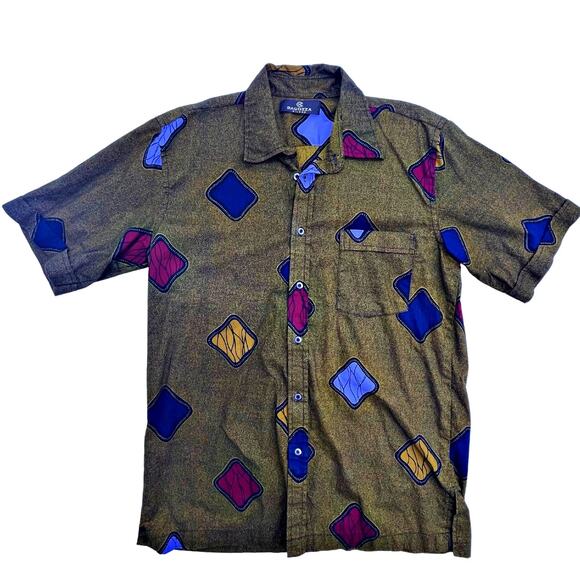 Vintage HTF Designer Bagozza Milano Italian Button Down Geometric - Picture 1 of 4